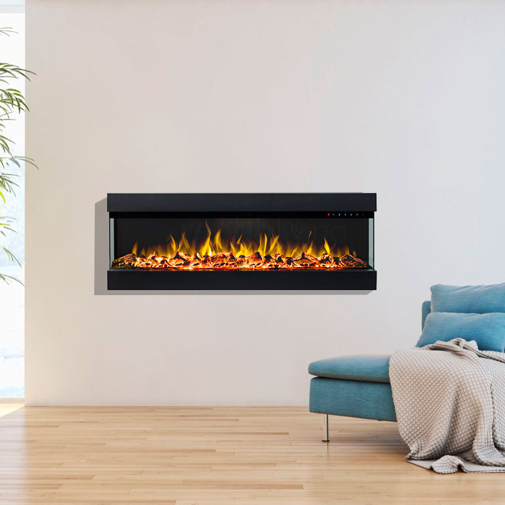 Zevoko 1600W 3 Sided 50 Inch Recessed / Wall Mounted Electric Fireplace - Moda Living