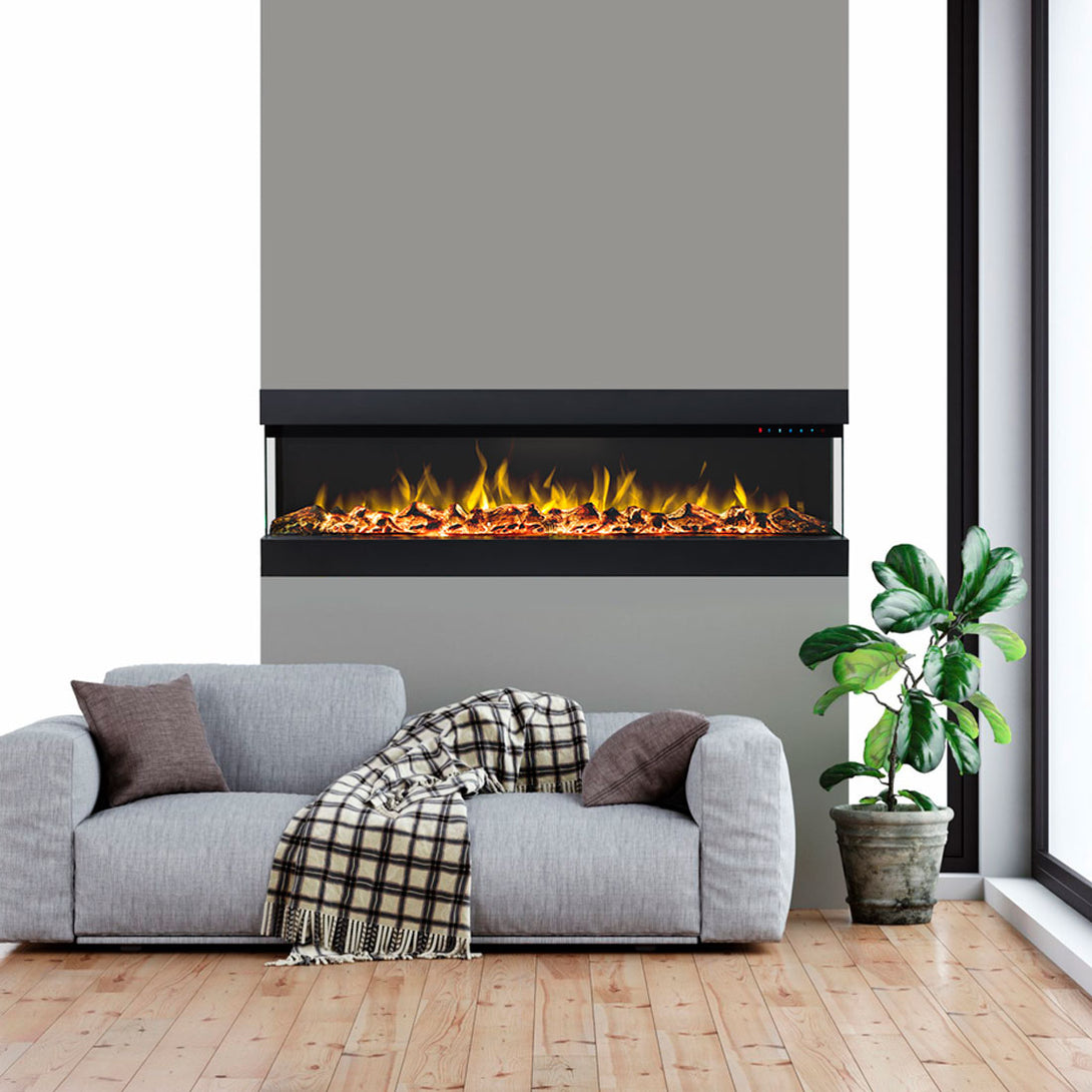 Zevoko 1600W 3 Sided 60 Inch Recessed / Wall Mounted Electric Fireplace - Moda Living