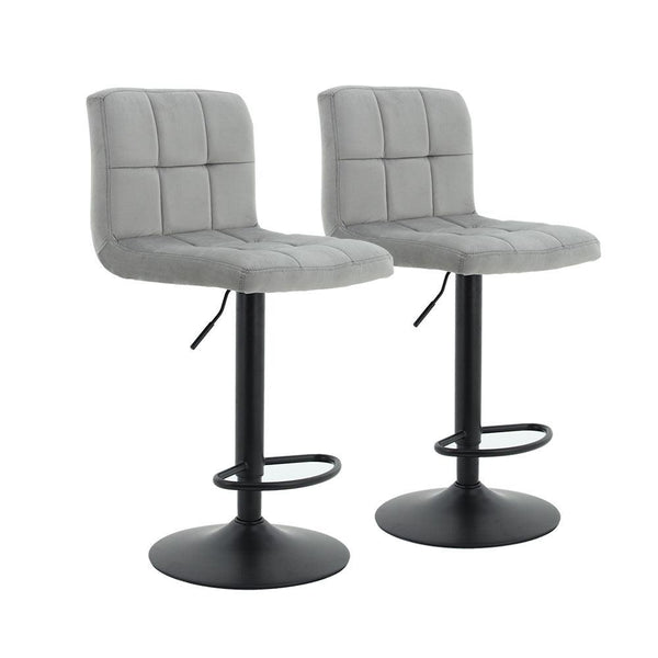 Franco Gas Lift Swivel Bar Stool (Set of 2) - Grey Fabric Black Legs - Moda Living