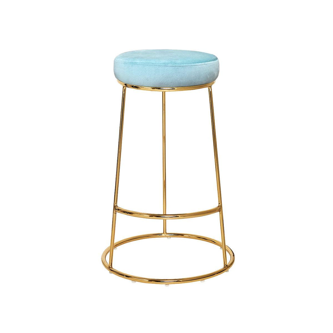 Coco Bar Stool (Set of 2) - Tiffany Blue Fabric Velvet Golden Legs - Moda Living