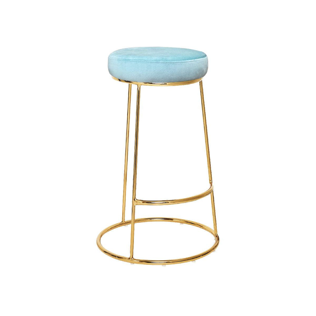 Coco Bar Stool (Set of 2) - Tiffany Blue Fabric Velvet Golden Legs - Moda Living