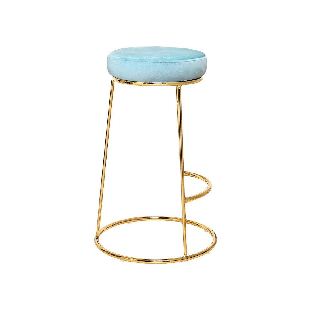 Coco Bar Stool (Set of 2) - Tiffany Blue Fabric Velvet Golden Legs - Moda Living