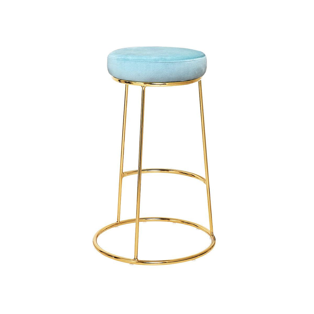 Coco Bar Stool (Set of 2) - Tiffany Blue Fabric Velvet Golden Legs - Moda Living