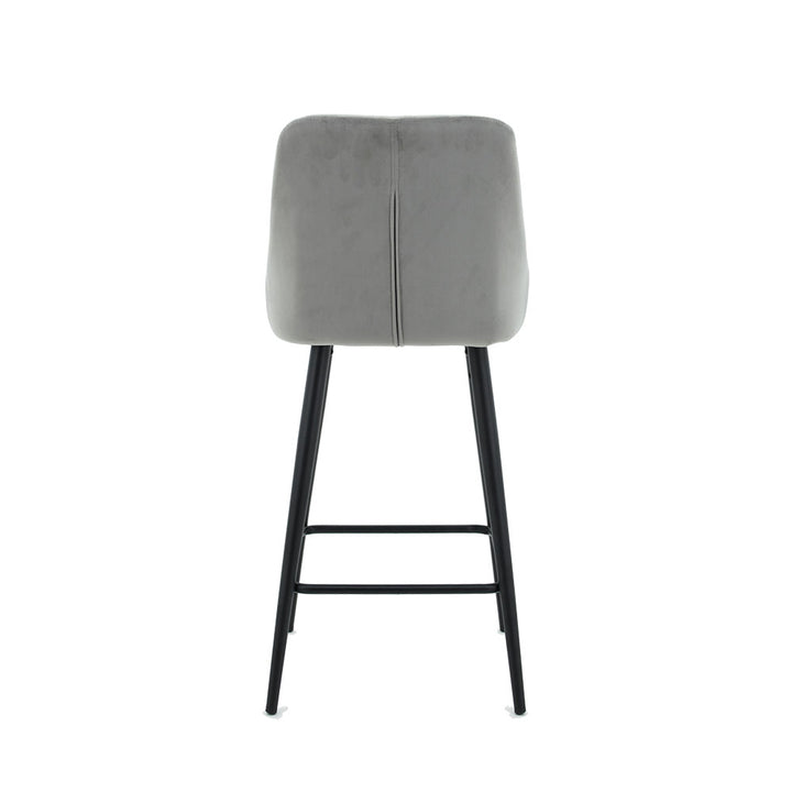 Kane Bar Stool (Set of 2) - Grey Velvet Fabric Black Legs - Moda Living