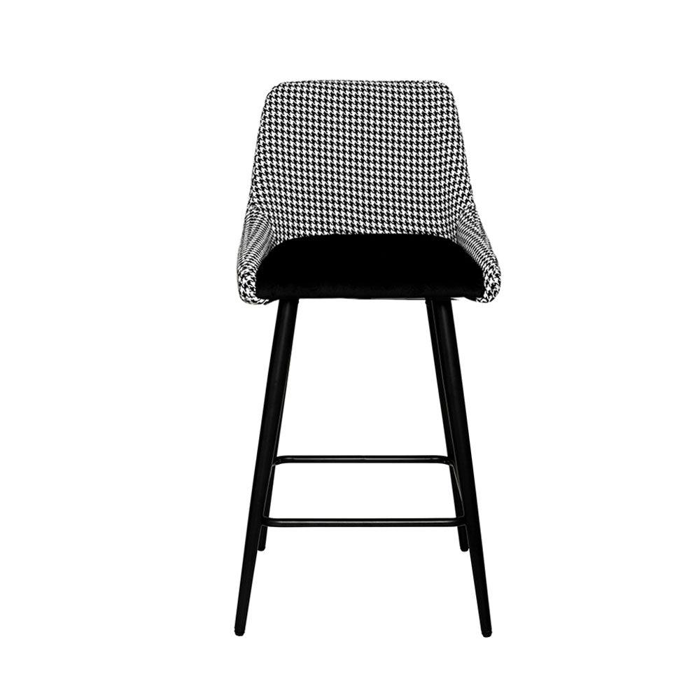 Kane Bar Stool (Set of 2) - Houndstooth Fabric Black Legs - Moda Living