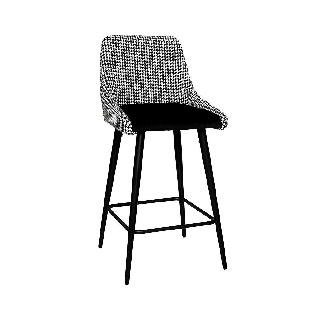 Kane Bar Stool (Set of 2) - Houndstooth Fabric Black Legs - Moda Living