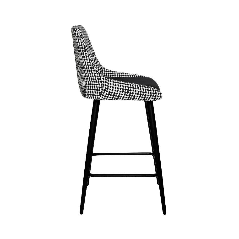 Kane Bar Stool (Set of 2) - Houndstooth Fabric Black Legs - Moda Living