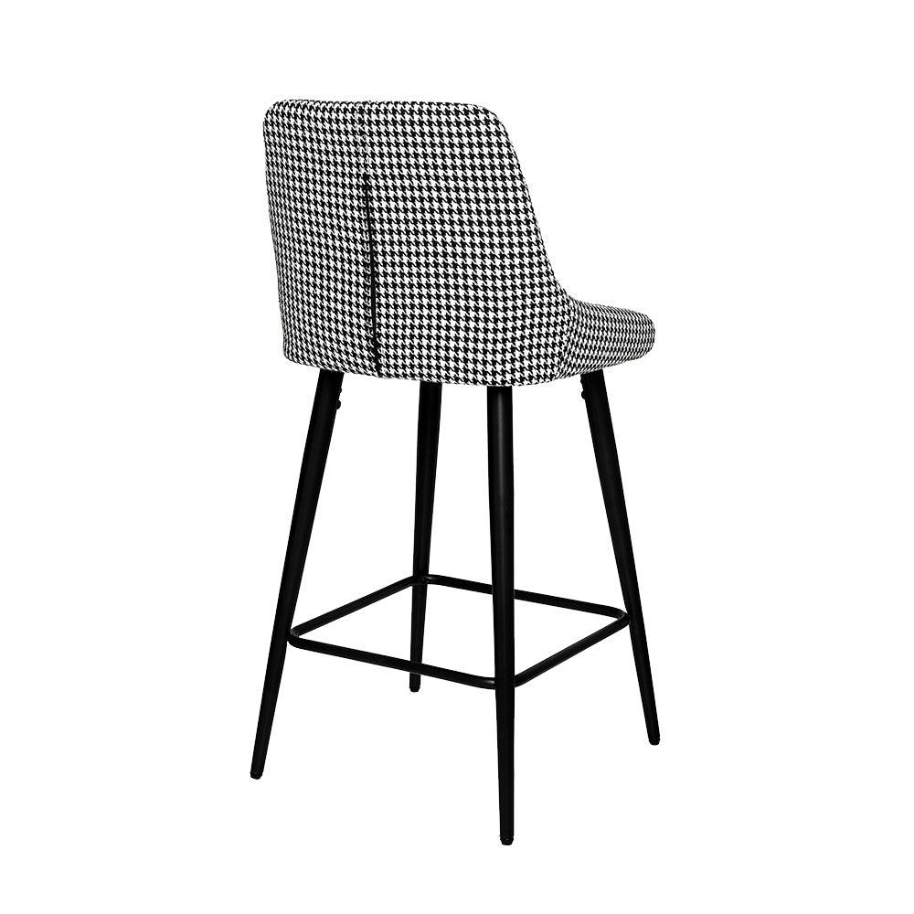 Kane Bar Stool (Set of 2) - Houndstooth Fabric Black Legs - Moda Living