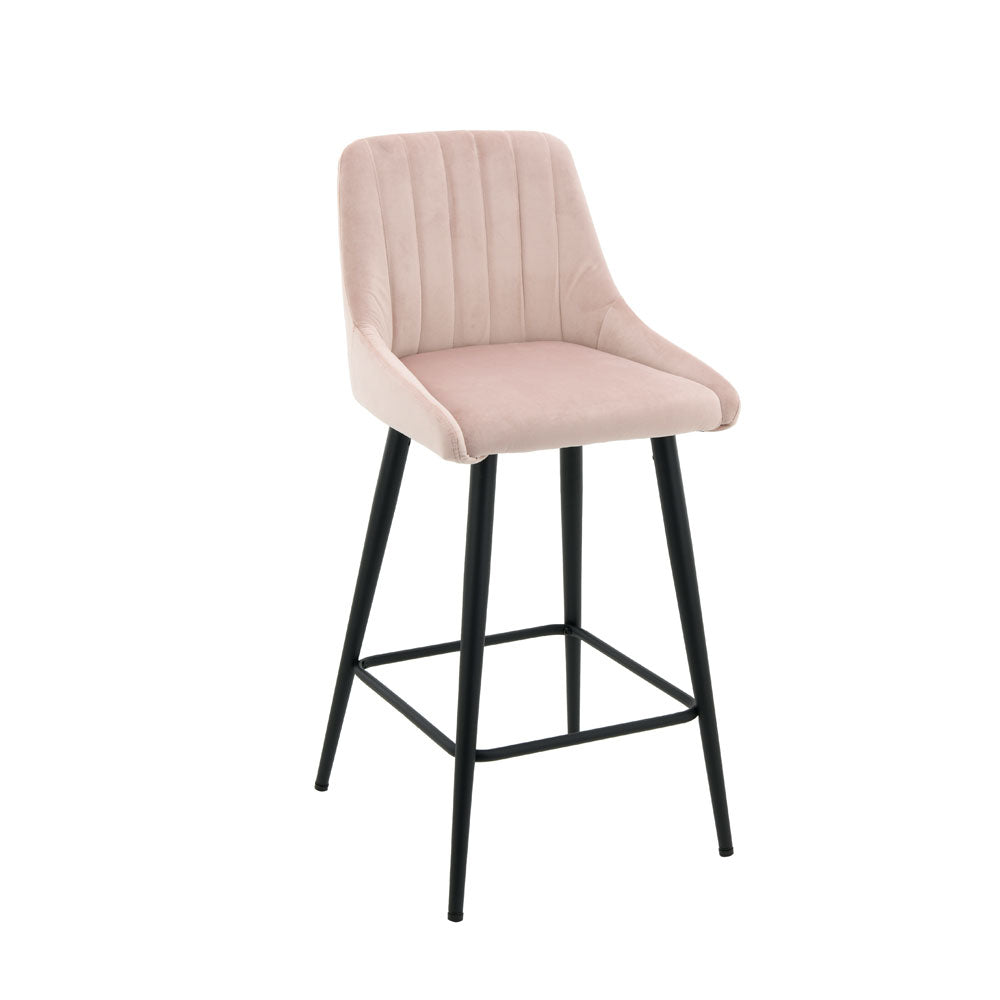 Kane Bar Stool (Set of 2) - Pink Fabric Black Legs - Moda Living