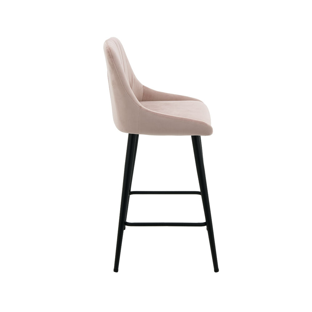 Kane Bar Stool (Set of 2) - Pink Fabric Black Legs - Moda Living