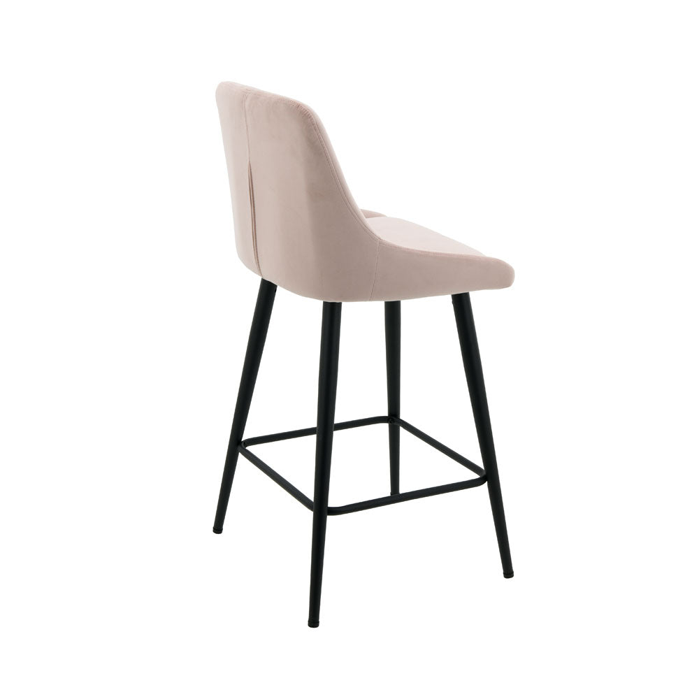 Kane Bar Stool (Set of 2) - Pink Fabric Black Legs - Moda Living