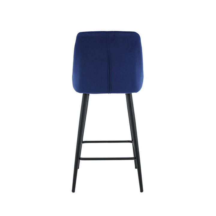 Kane Bar Stool (Set of 2) - Royal Blue Velvet Fabric Black Legs - Moda Living