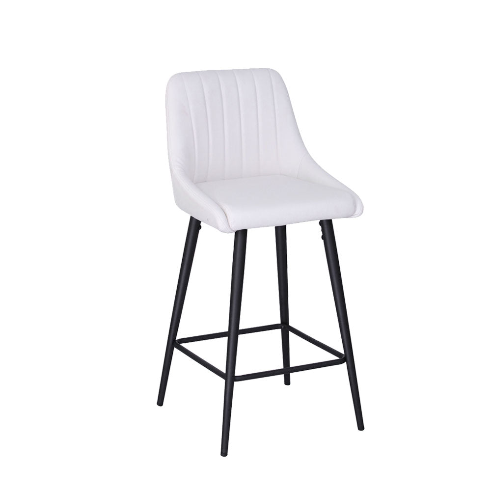 Kane Bar Stool (Set of 2) - White PU Leather Black Legs - Moda Living