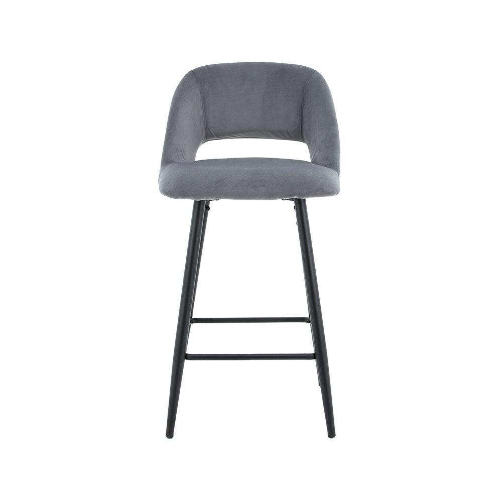 Faro Bar Stool (Set of 2) - Drak Grey Fabric Black Legs - Moda Living