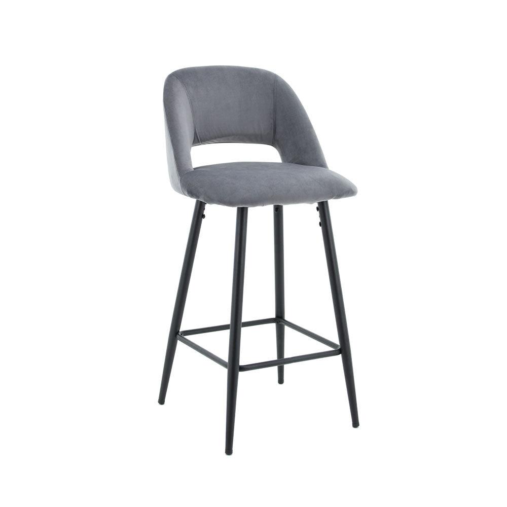 Faro Bar Stool (Set of 2) - Drak Grey Fabric Black Legs - Moda Living