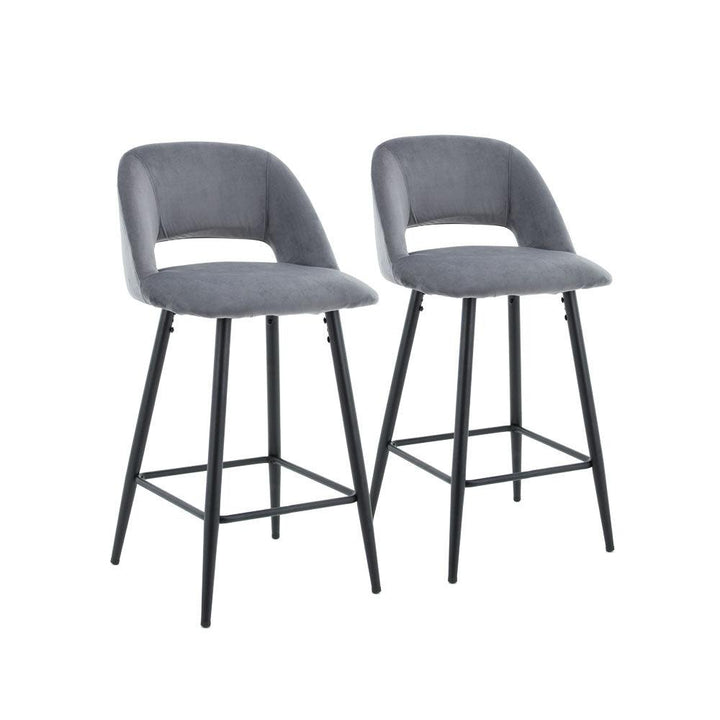 Faro Bar Stool (Set of 2) - Drak Grey Fabric Black Legs - Moda Living