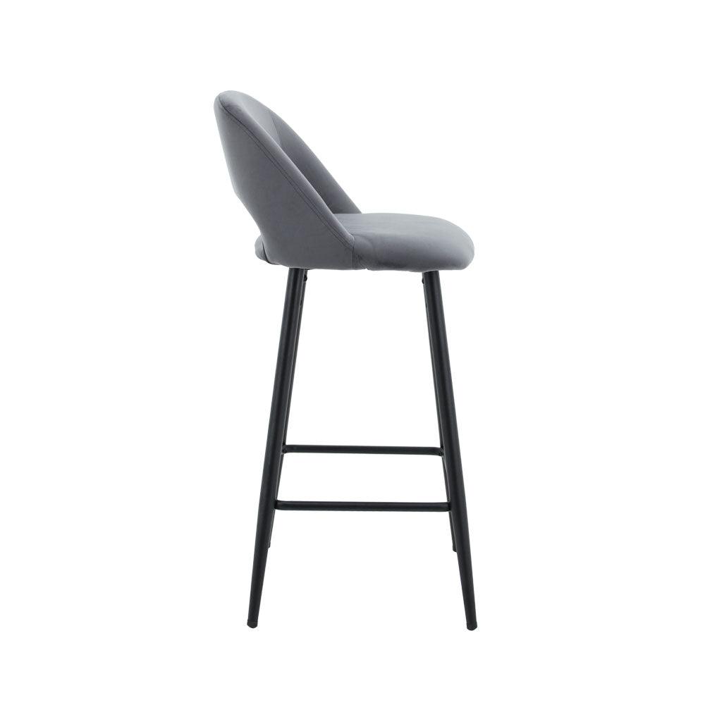 Faro Bar Stool (Set of 2) - Drak Grey Fabric Black Legs - Moda Living