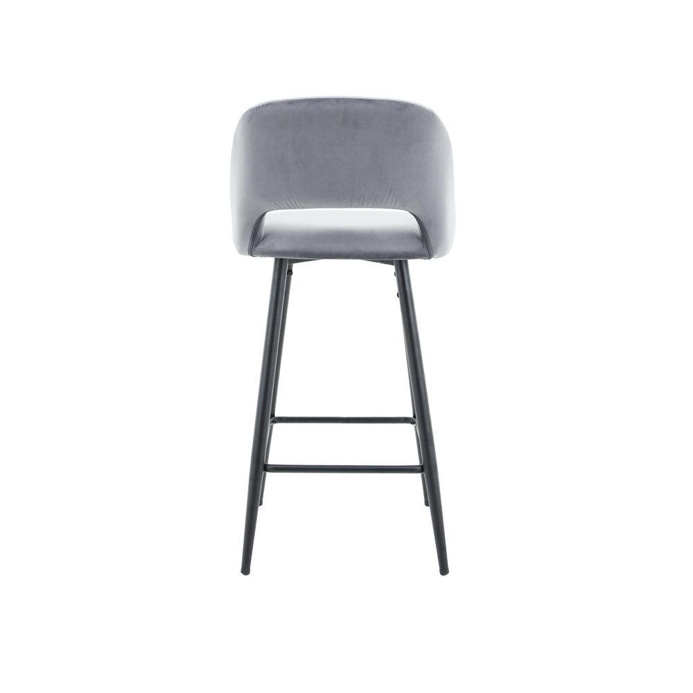 Faro Bar Stool (Set of 2) - Drak Grey Fabric Black Legs - Moda Living