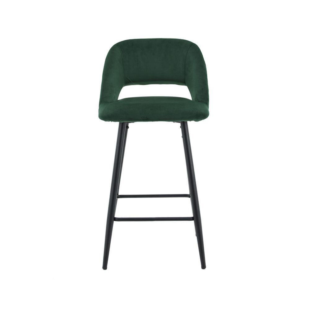 Faro Bar Stool (Set of 2) - Green Fabric Black Legs - Moda Living