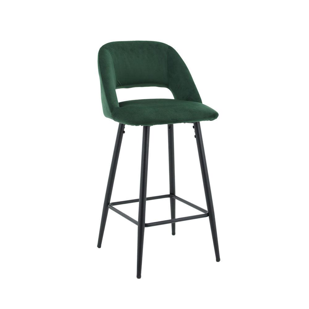 Faro Bar Stool (Set of 2) - Green Fabric Black Legs - Moda Living