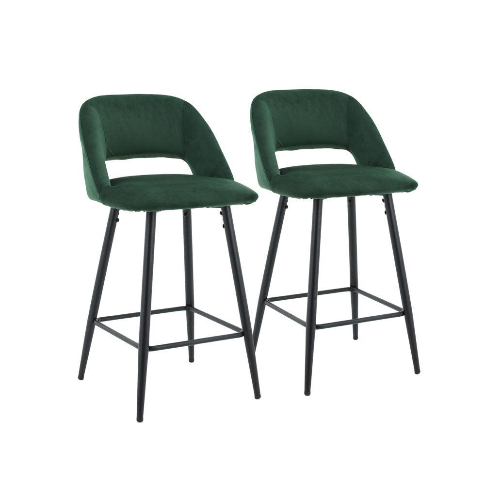 Faro Bar Stool (Set of 2) - Green Fabric Black Legs - Moda Living