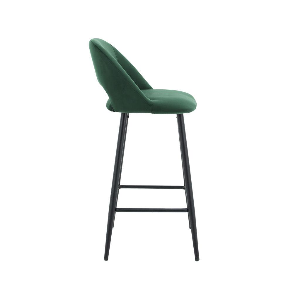 Faro Bar Stool (Set of 2) - Green Fabric Black Legs - Moda Living