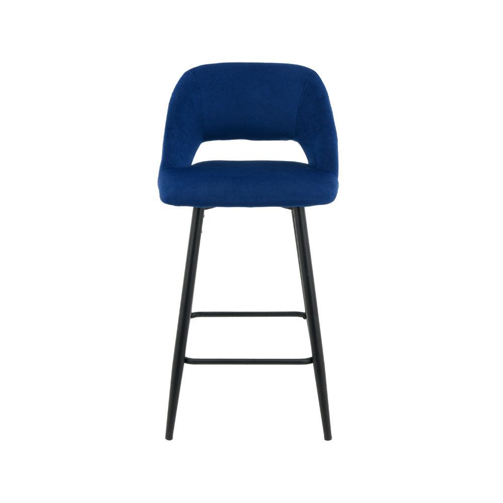 Faro Bar Stool (Set of 2) - Royal Blue Fabric Black Legs - Moda Living