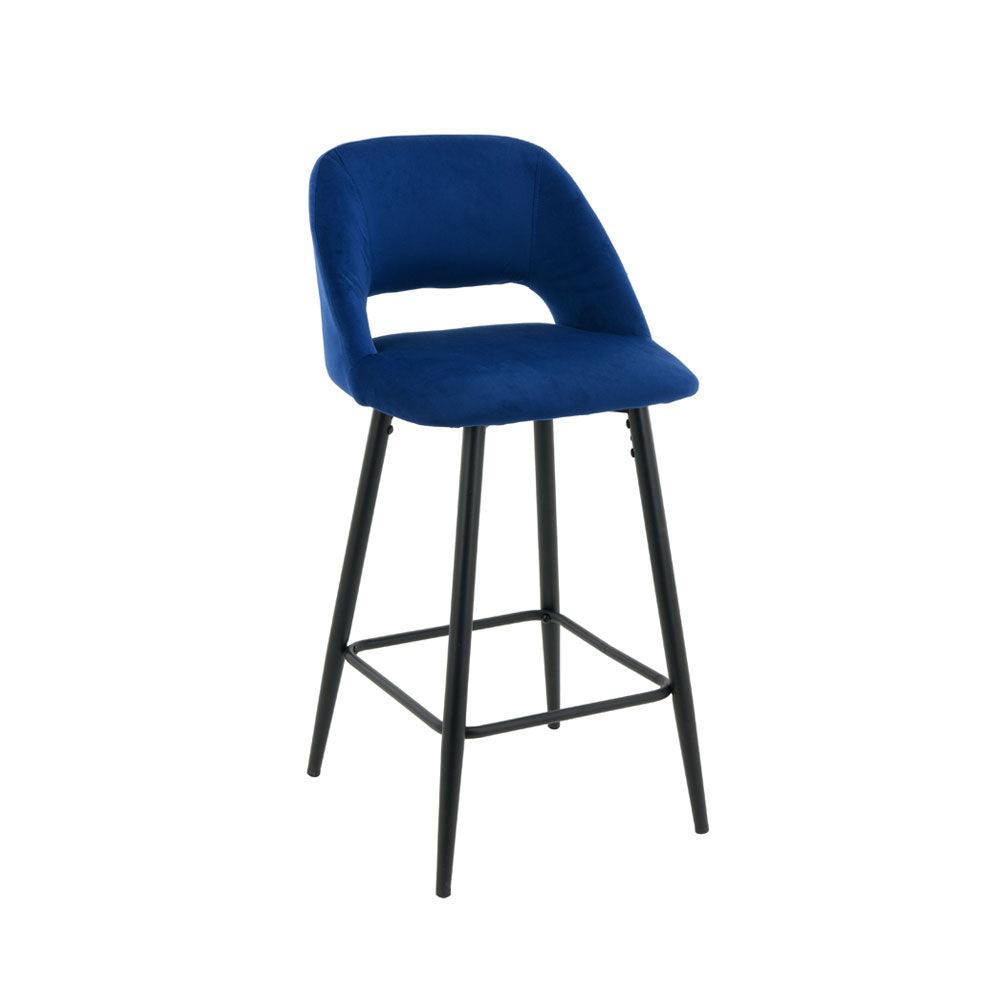 Faro Bar Stool (Set of 2) - Royal Blue Fabric Black Legs - Moda Living