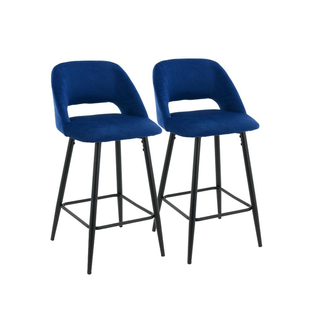 Faro Bar Stool (Set of 2) - Royal Blue Fabric Black Legs - Moda Living