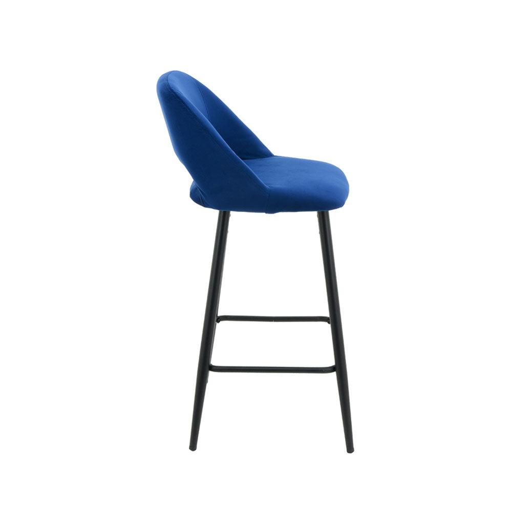 Faro Bar Stool (Set of 2) - Royal Blue Fabric Black Legs - Moda Living