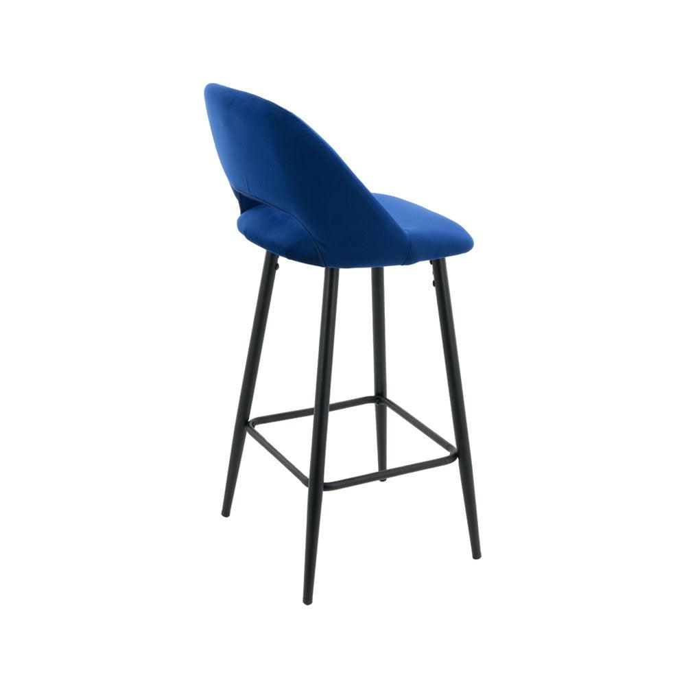 Faro Bar Stool (Set of 2) - Royal Blue Fabric Black Legs - Moda Living