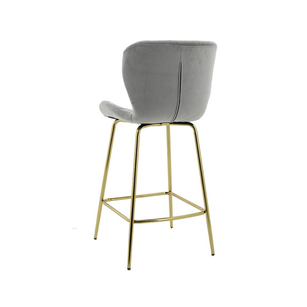 Capella Bar Stool (Set of 2) - Grey Velvet Fabric Golden Legs - Moda Living