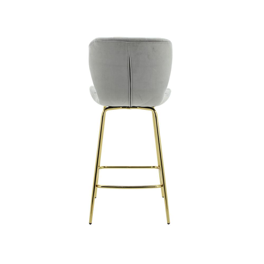 Capella Bar Stool (Set of 2) - Grey Velvet Fabric Golden Legs - Moda Living