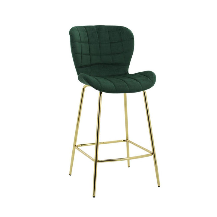 Capella Bar Stool (Set of 2) - Green Fabric Golden Legs - Moda Living