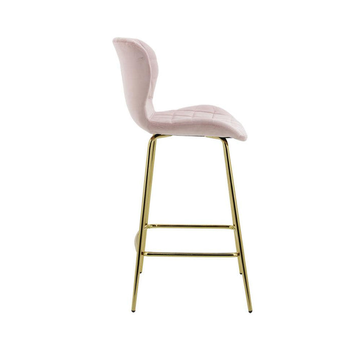 Capella Bar Stool (Set of 2) - Pink Velvet Fabric Golden Legs - Moda Living