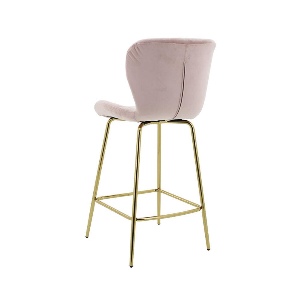 Capella Bar Stool (Set of 2) - Pink Velvet Fabric Golden Legs - Moda Living