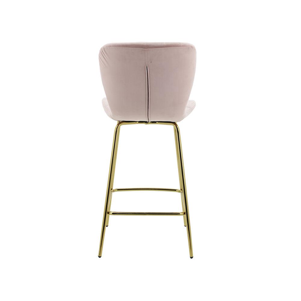 Capella Bar Stool (Set of 2) - Pink Velvet Fabric Golden Legs - Moda Living