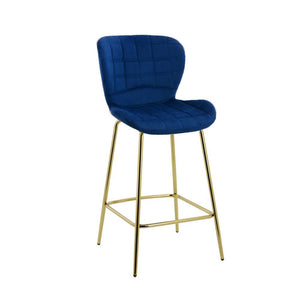 Capella Bar Stool (Set of 2) - Royal Blue Velvet Fabric Golden Legs - Moda Living