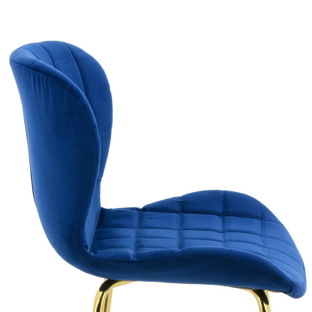 Capella Bar Stool (Set of 2) - Royal Blue Velvet Fabric Golden Legs - Moda Living