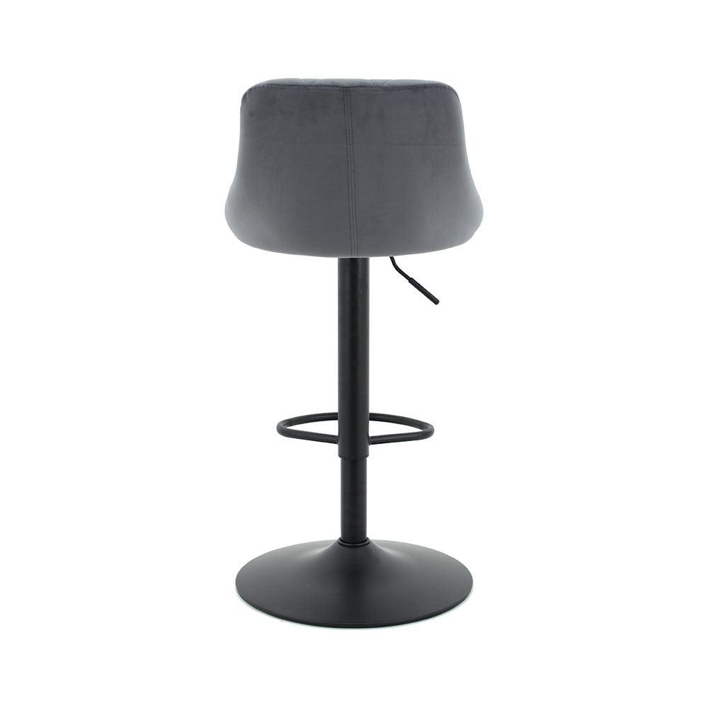 Arco Kitchen Gas lift Bar Stool (Set of 2) - Dark Grey Velvet Fabric Black Legs - Moda Living