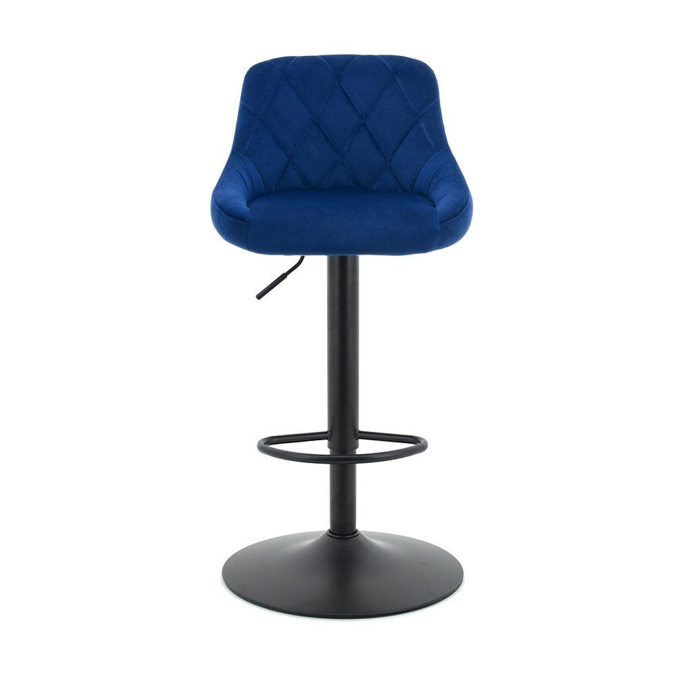 Arco Kitchen Gas lift Bar Stool (Set of 2) - Royal Blue Fabric Black Legs - Moda Living