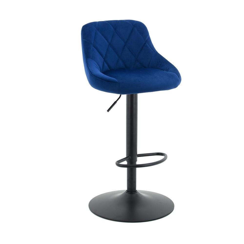 Arco Kitchen Gas lift Bar Stool (Set of 2) - Royal Blue Fabric Black Legs - Moda Living