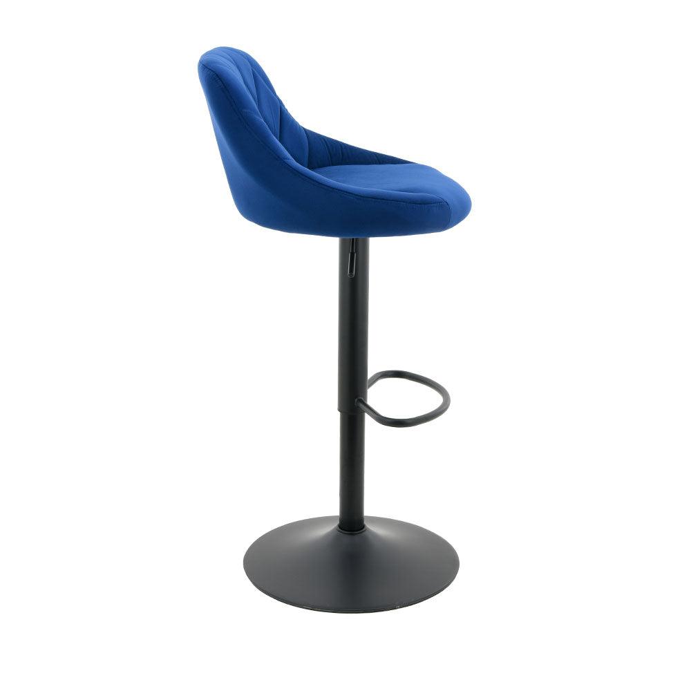 Arco Kitchen Gas lift Bar Stool (Set of 2) - Royal Blue Fabric Black Legs - Moda Living