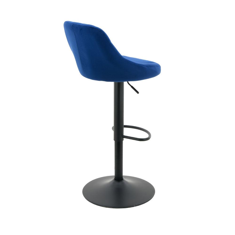 Arco Kitchen Gas lift Bar Stool (Set of 2) - Royal Blue Fabric Black Legs - Moda Living