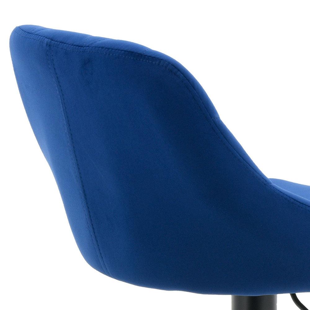 Arco Kitchen Gas lift Bar Stool (Set of 2) - Royal Blue Fabric Black Legs - Moda Living