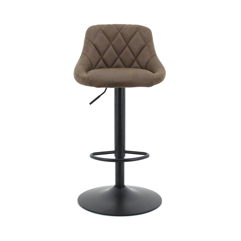 Arco Kitchen Gas lift Bar Stool (Set of 2) - Brown Fabric Black Legs - Moda Living