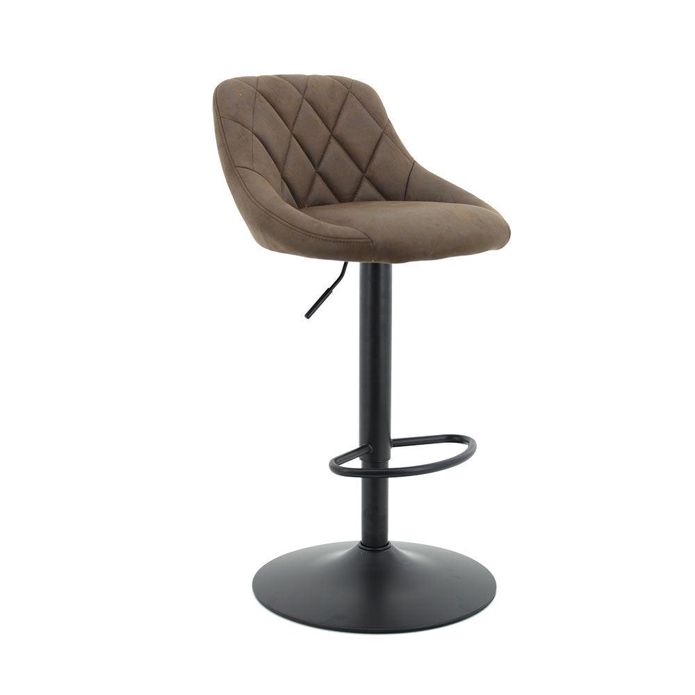 Arco Kitchen Gas lift Bar Stool (Set of 2) - Brown Fabric Black Legs - Moda Living