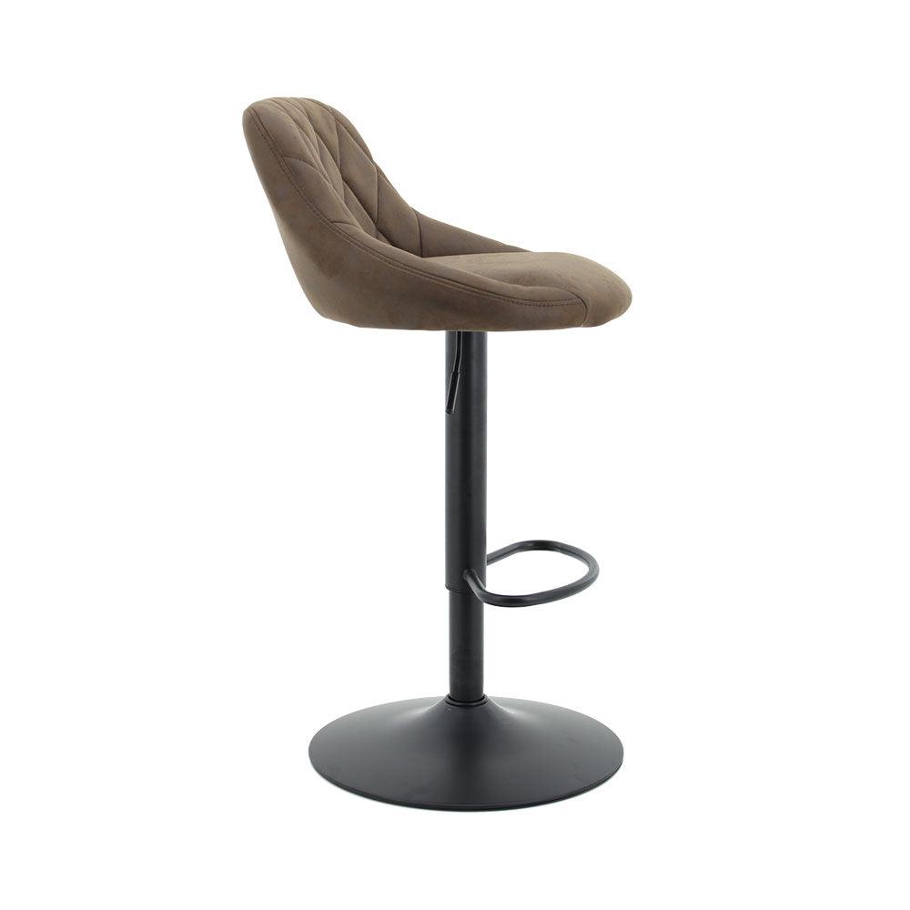 Arco Kitchen Gas lift Bar Stool (Set of 2) - Brown Fabric Black Legs - Moda Living