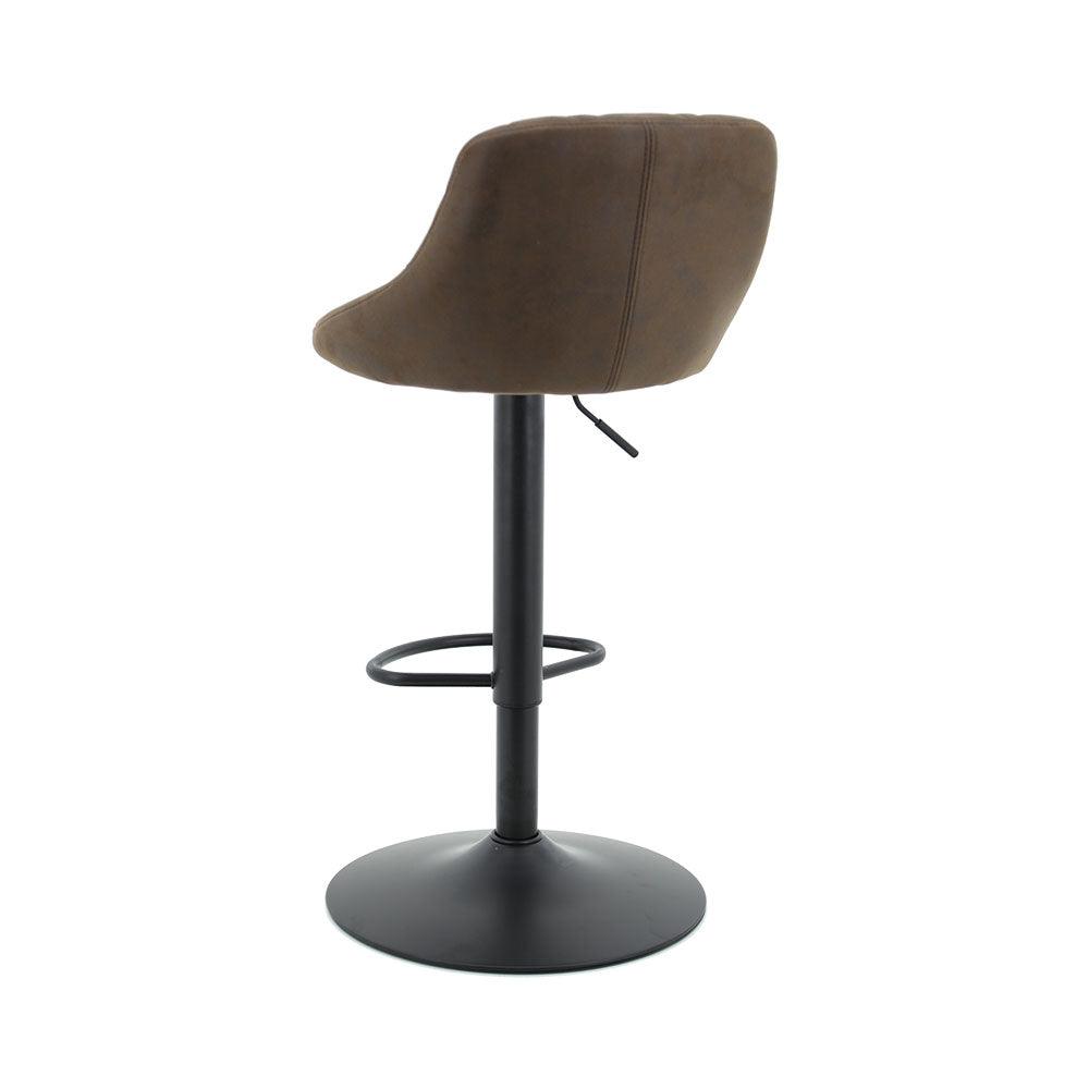 Arco Kitchen Gas lift Bar Stool (Set of 2) - Brown Fabric Black Legs - Moda Living