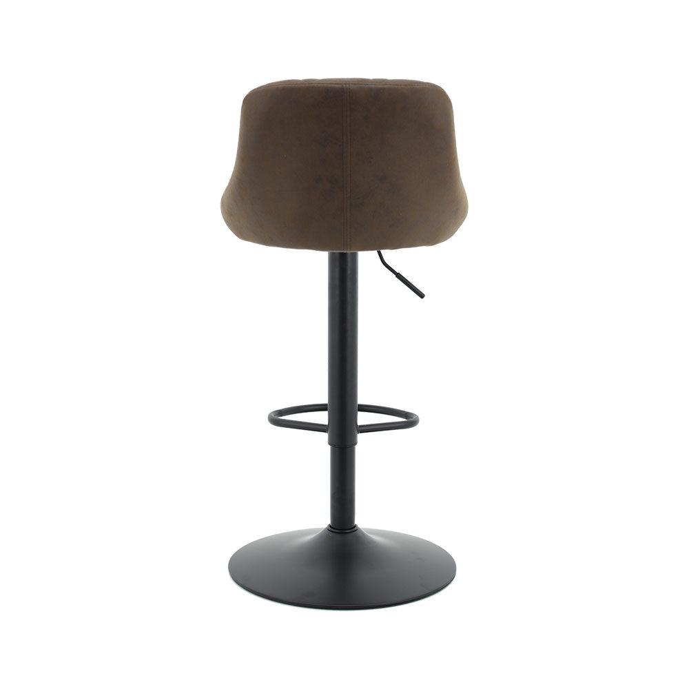 Arco Kitchen Gas lift Bar Stool (Set of 2) - Brown Fabric Black Legs - Moda Living